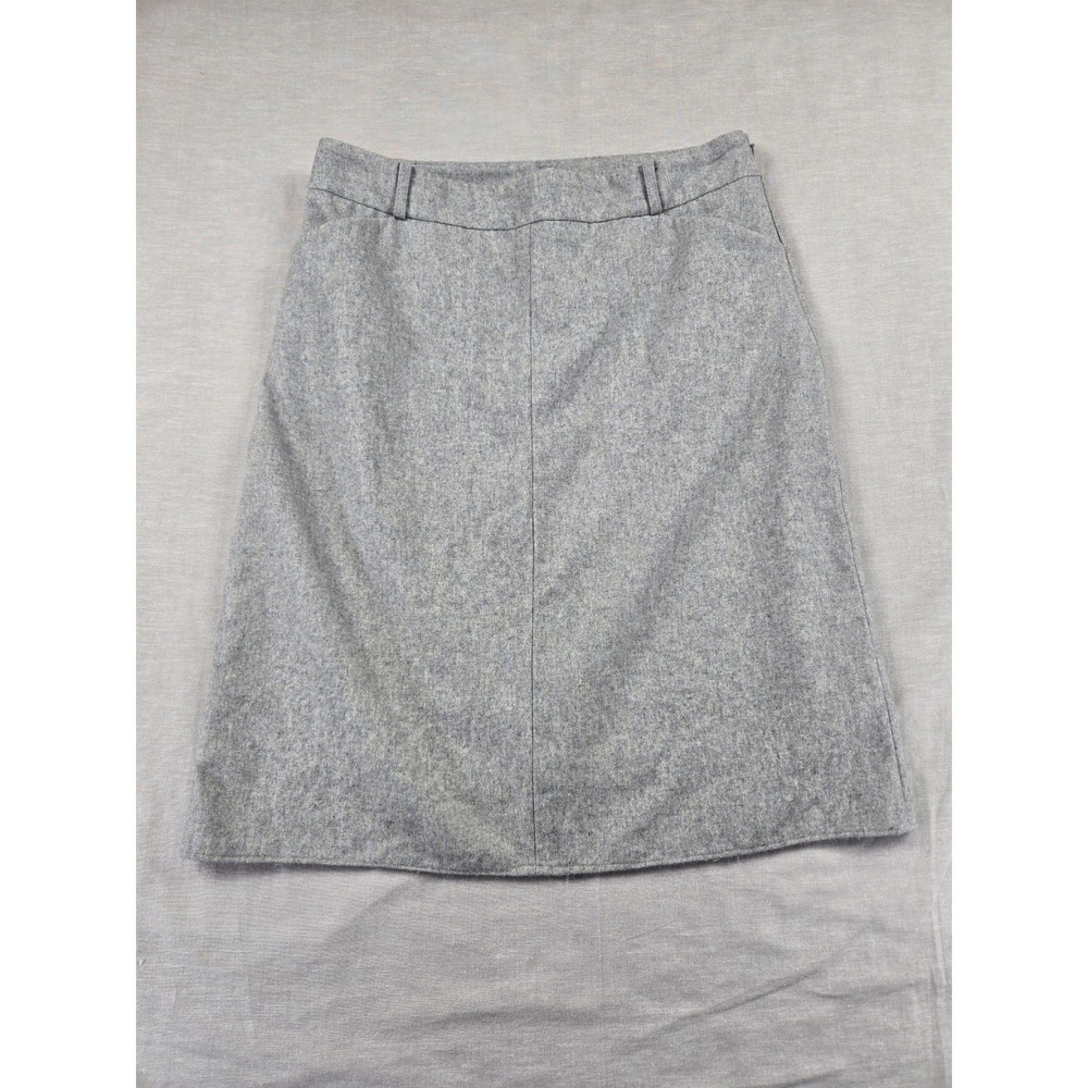 Shade Womens Grey Recycled Wool Blend A-Line Skirt Size 8 Side Zip w/Pockets